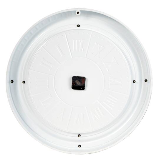 White Farmhouse Metal Wall Clock, 24" x 24"